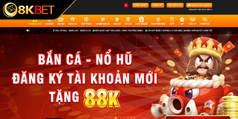 Nhận khuyến mãi đặc biệt cho tân thủ khi đăng ký 8KBET